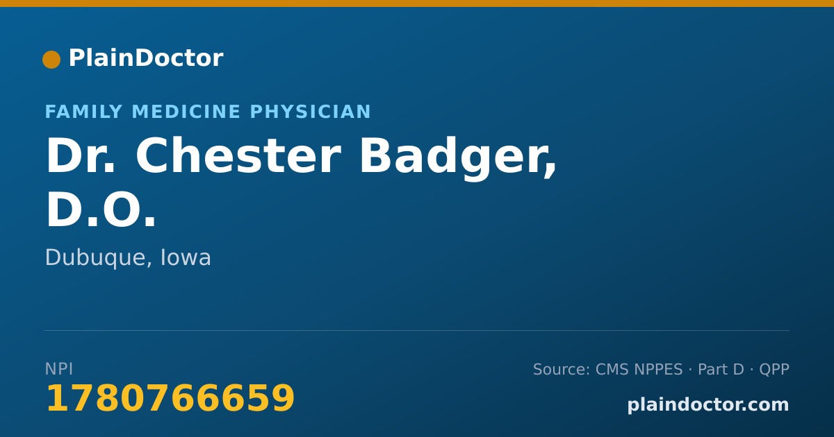 Shareable card for Chester Badger, D.O. - Family Medicine Physician, Dubuque, IA