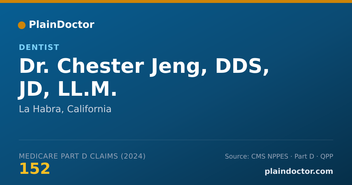 Shareable card for Chester Jeng, DDS, JD, LL.M. - Dentist, La Habra, CA
