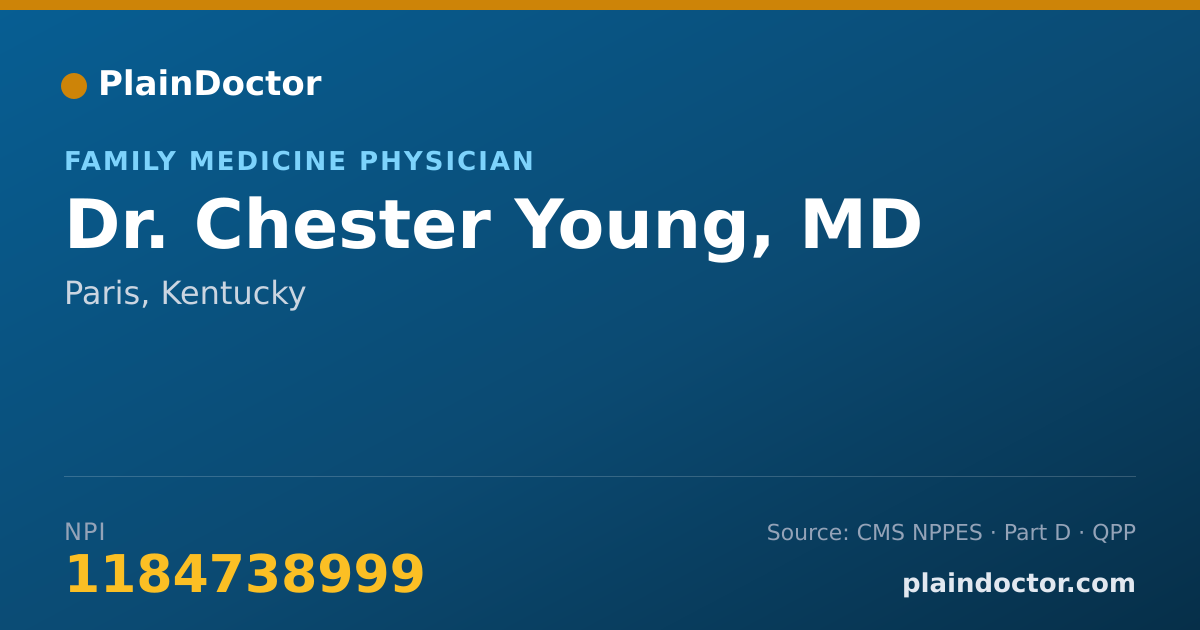 Shareable card for Chester Young, MD - Family Medicine Physician, Paris, KY