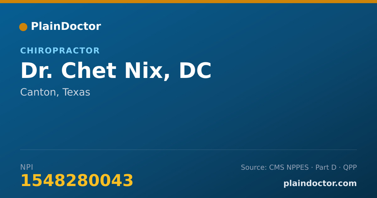 Shareable card for Chet Nix, DC - Chiropractor, Canton, TX