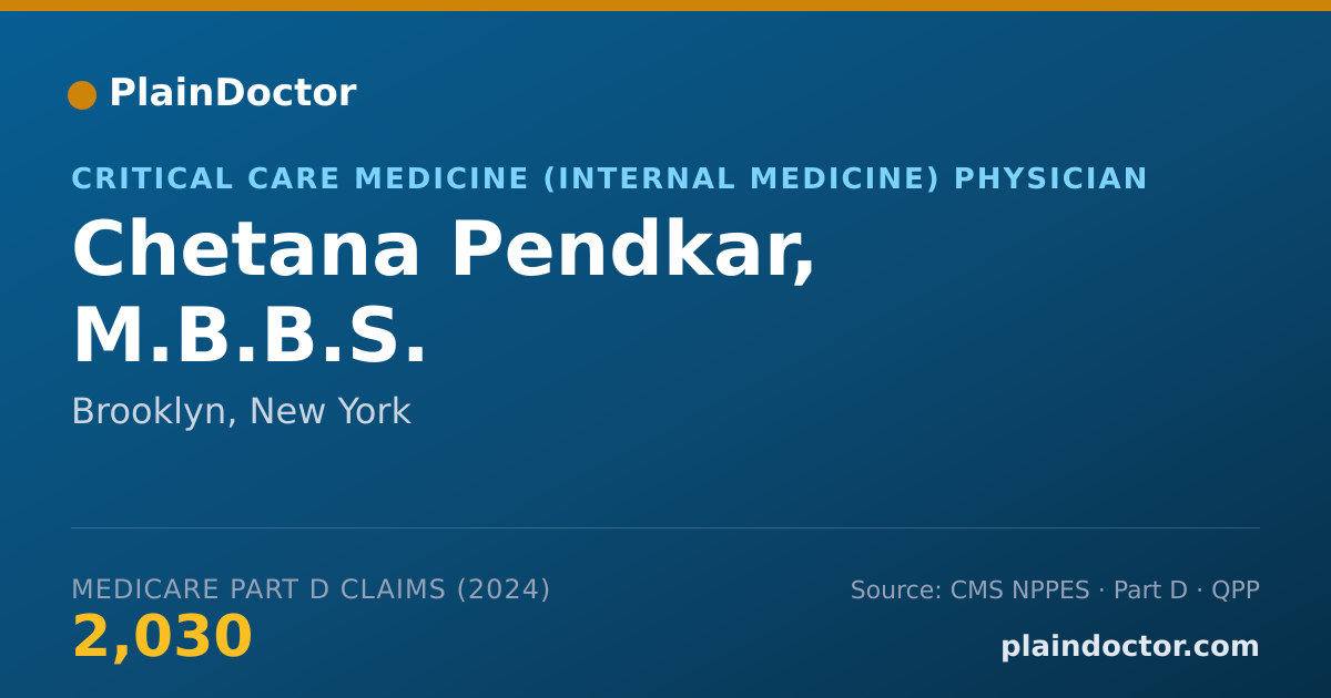 Shareable card for Chetana Pendkar, M.B.B.S. - Critical Care Medicine (Internal Medicine) Physician, Brooklyn, NY