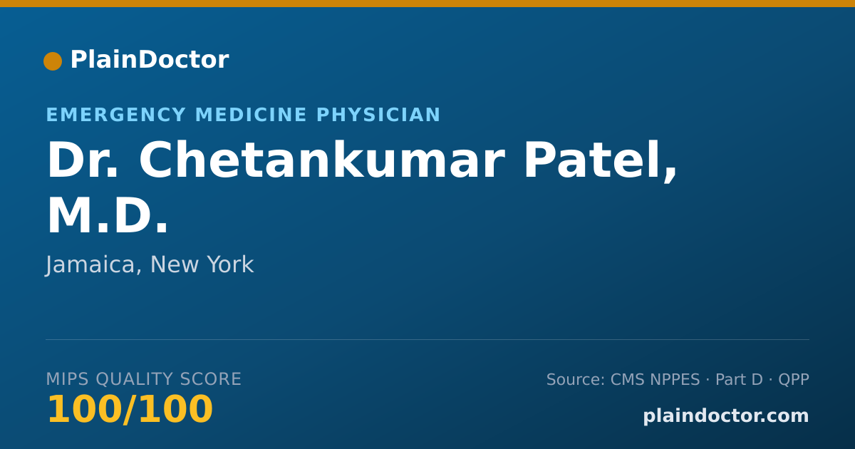 Shareable card for Chetankumar Patel, M.D. - Emergency Medicine Physician, Jamaica, NY