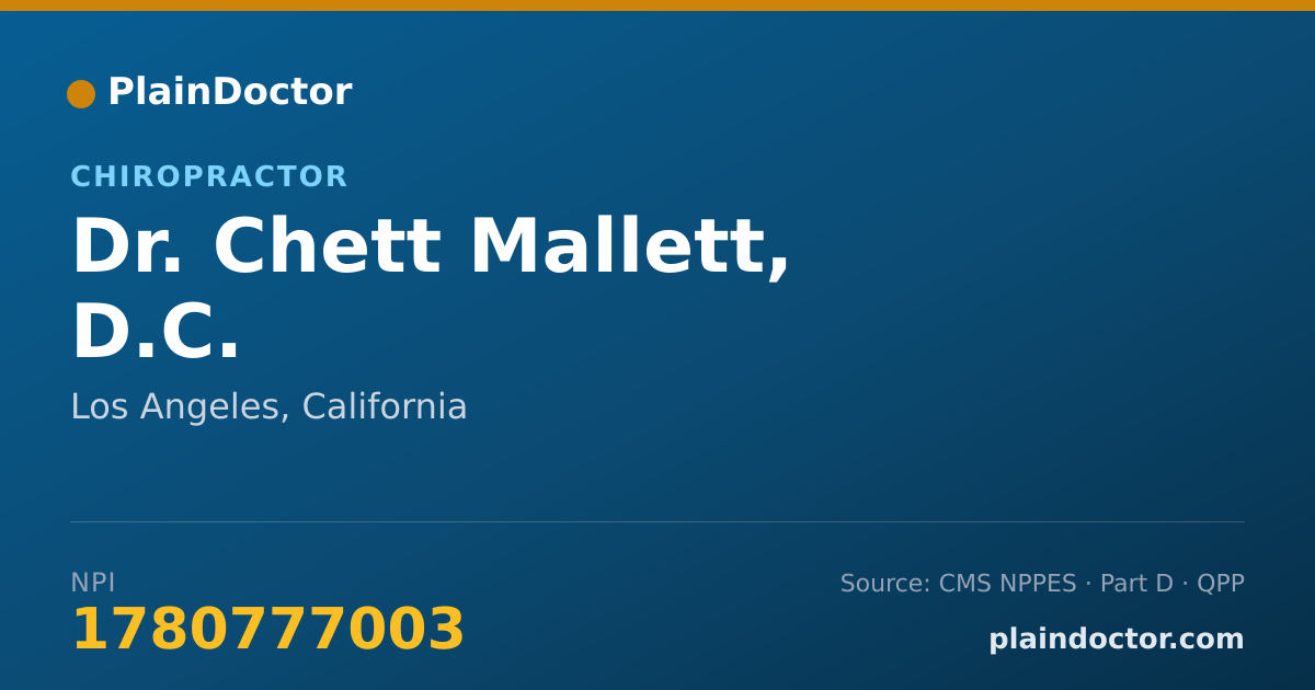 Shareable card for Chett Mallett, D.C. - Chiropractor, Los Angeles, CA