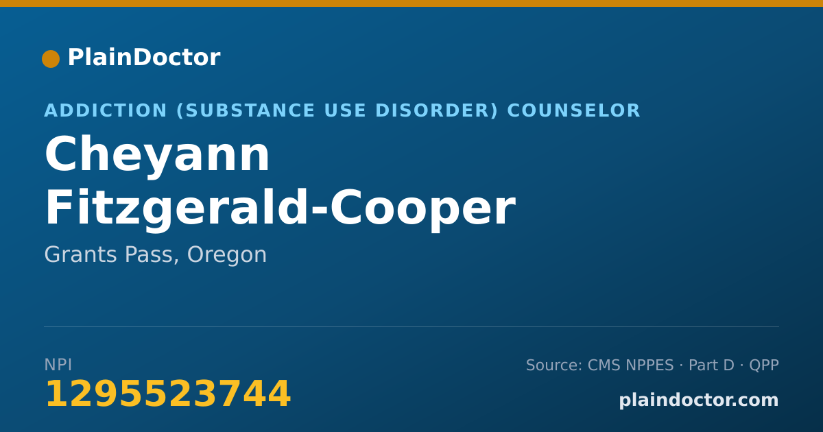 Shareable card for Cheyann Fitzgerald-Cooper - Addiction (Substance Use Disorder) Counselor, Grants Pass, OR