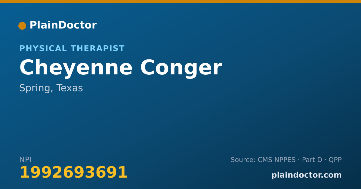 Shareable card for Cheyenne Conger - Physical Therapist, Spring, TX