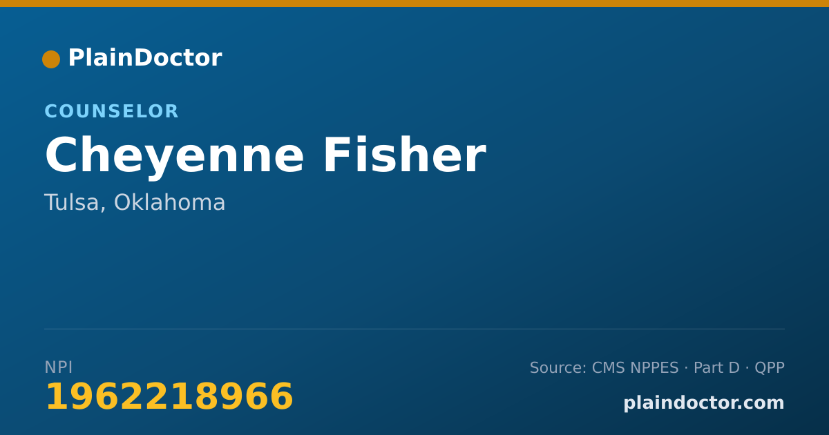 Shareable card for Cheyenne Fisher - Counselor, Tulsa, OK