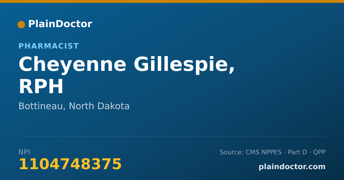 Shareable card for Cheyenne Gillespie, RPH - Pharmacist, Bottineau, ND