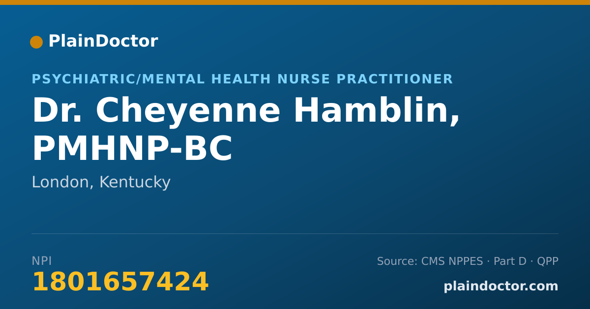 Shareable card for Cheyenne Hamblin, PMHNP-BC - Psychiatric/Mental Health Nurse Practitioner, London, KY