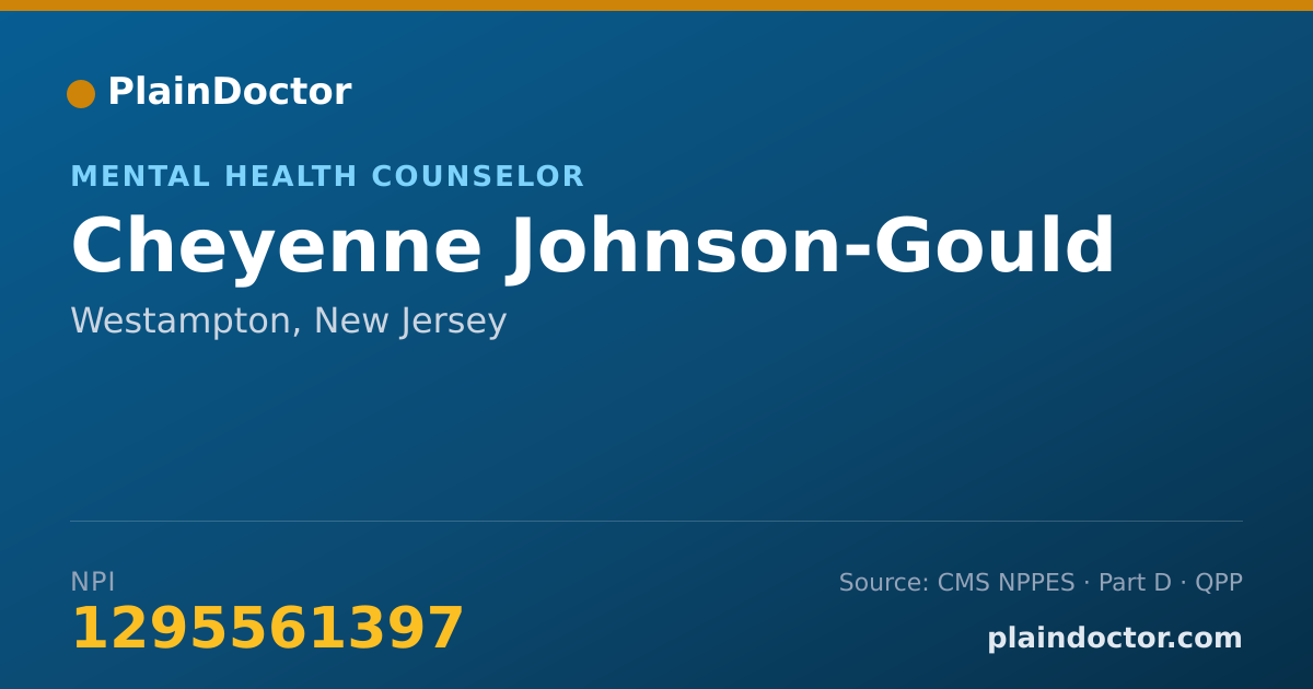 Shareable card for Cheyenne Johnson-Gould - Mental Health Counselor, Westampton, NJ