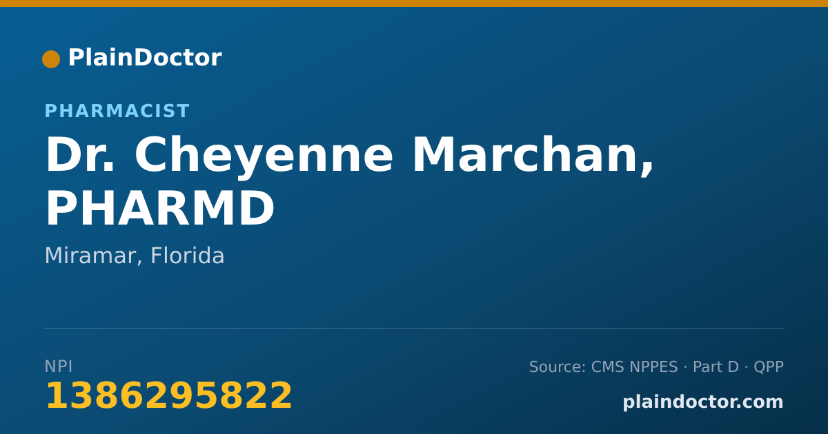 Shareable card for Cheyenne Marchan, PHARMD - Pharmacist, Miramar, FL