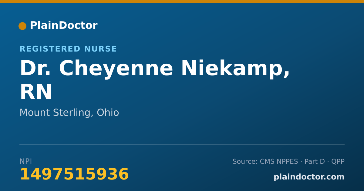 Shareable card for Cheyenne Niekamp, RN - Registered Nurse, Mount Sterling, OH