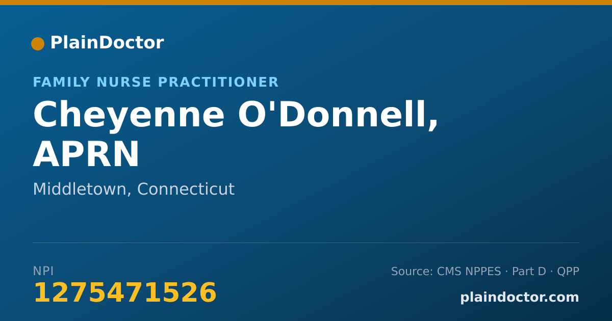 Shareable card for Cheyenne O'Donnell, APRN - Family Nurse Practitioner, Middletown, CT