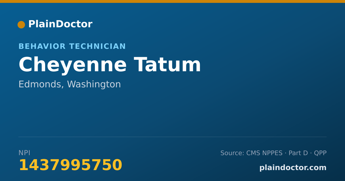 Shareable card for Cheyenne Tatum - Behavior Technician, Edmonds, WA