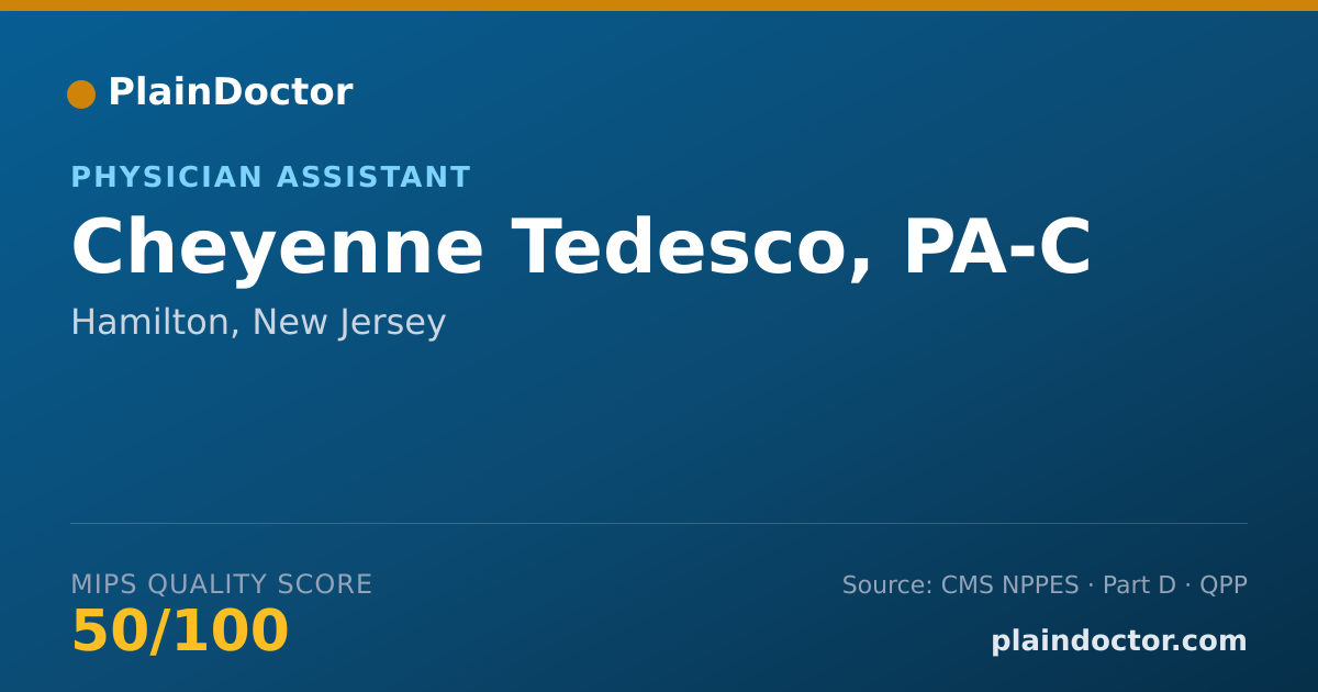 Shareable card for Cheyenne Tedesco, PA-C - Adult Medicine Physician, Hamilton, NJ