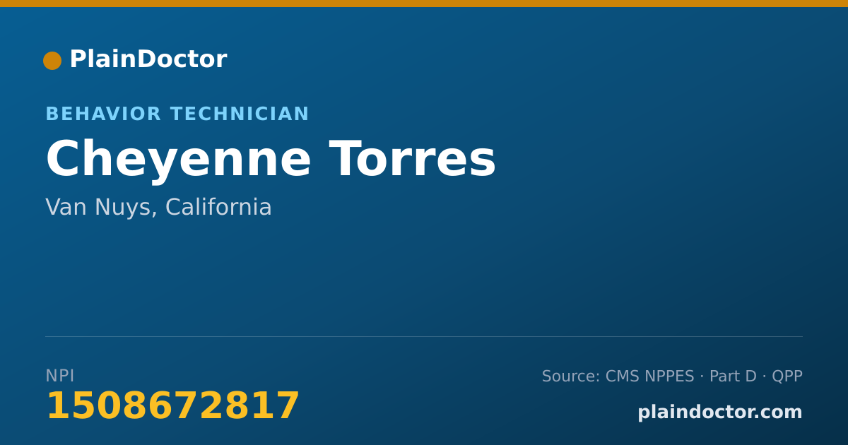 Shareable card for Cheyenne Torres - Behavior Technician, Van Nuys, CA