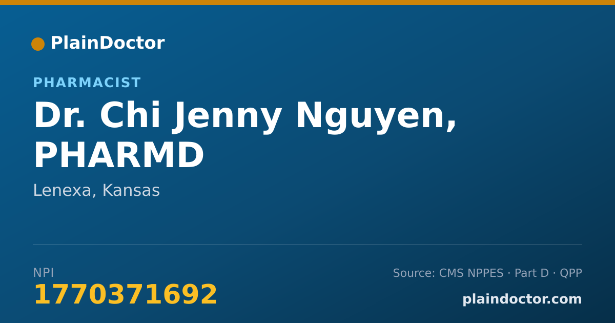 Shareable card for Chi Jenny Nguyen, PHARMD - Pharmacist, Lenexa, KS