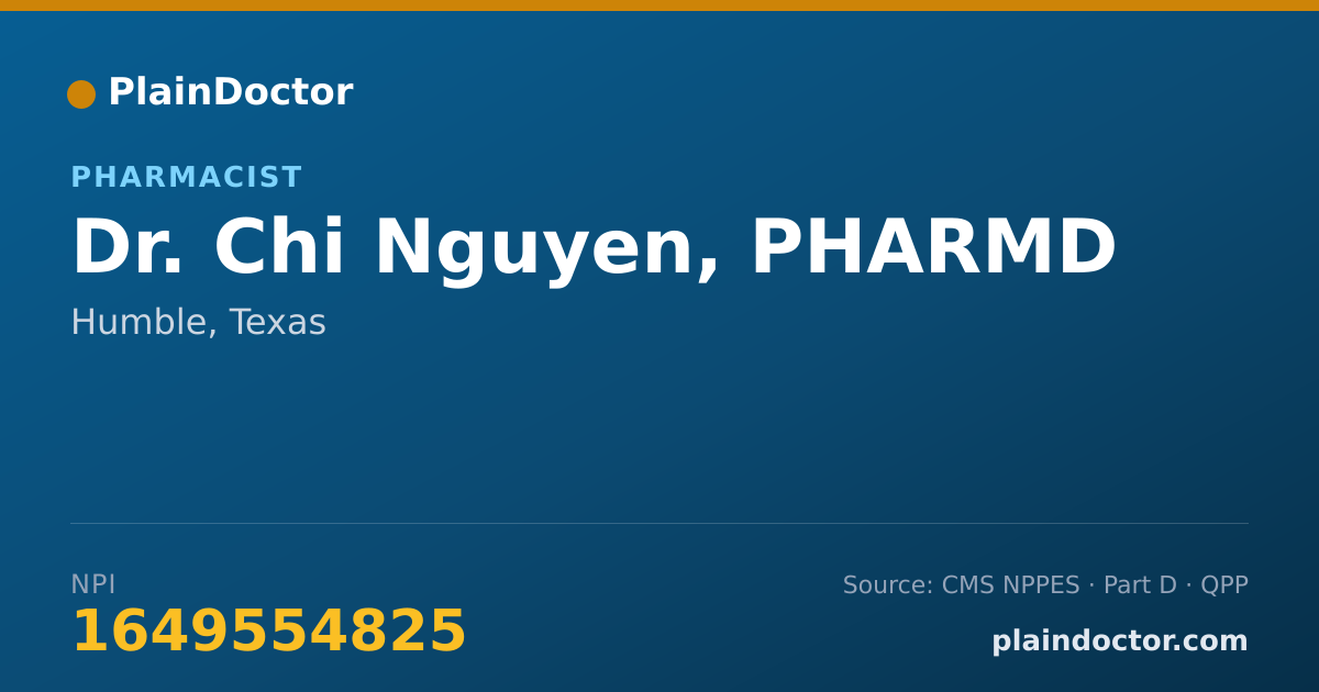 Shareable card for Chi Nguyen, PHARMD - Pharmacist, Humble, TX