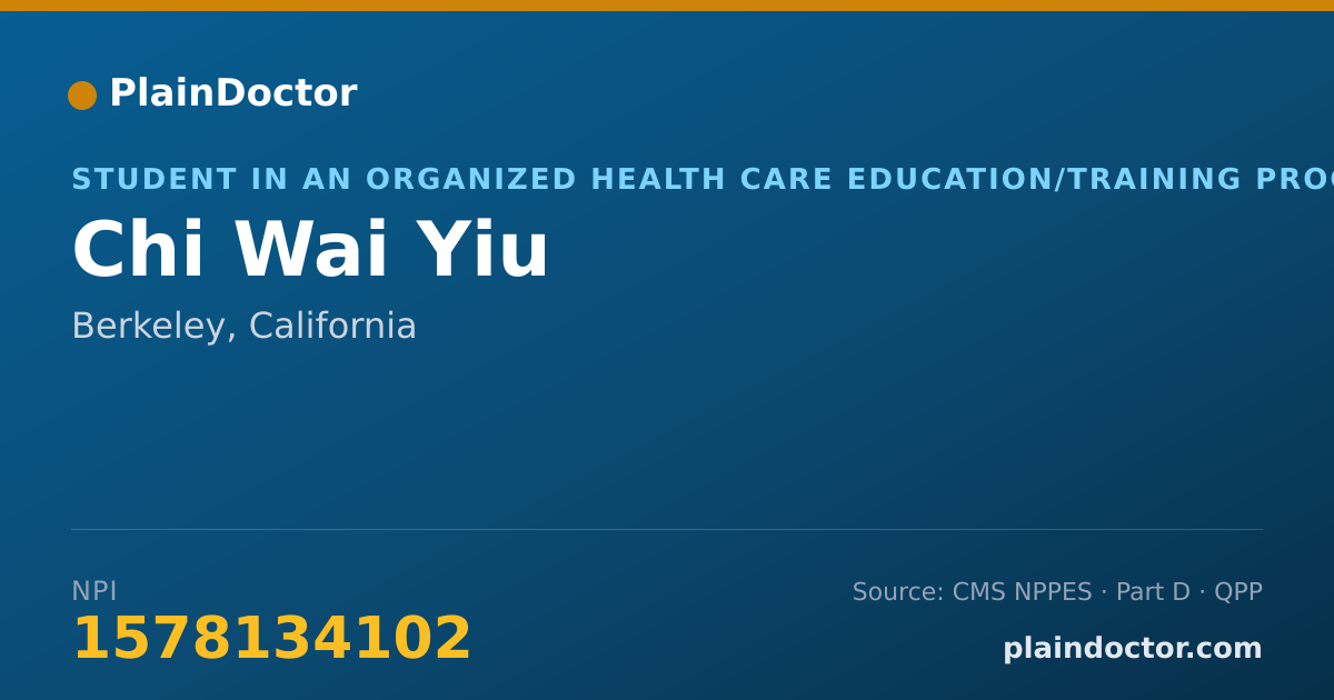 Shareable card for Chi Wai Yiu - Student in an Organized Health Care Education/Training Program, Berkeley, CA