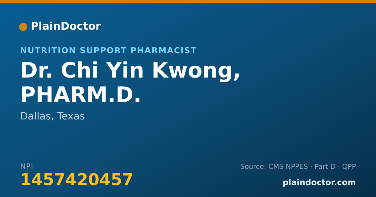 Shareable card for Chi Yin Kwong, PHARM.D. - Nutrition Support Pharmacist, Dallas, TX