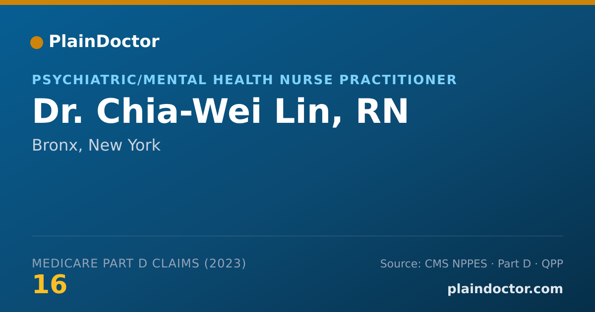 Shareable card for Chia-Wei Lin, RN - Psychiatric/Mental Health Nurse Practitioner, Bronx, NY