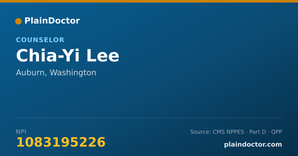 Shareable card for Chia-Yi Lee - Counselor, Auburn, WA