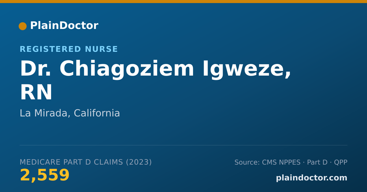 Shareable card for Chiagoziem Igweze, RN - Registered Nurse, La Mirada, CA