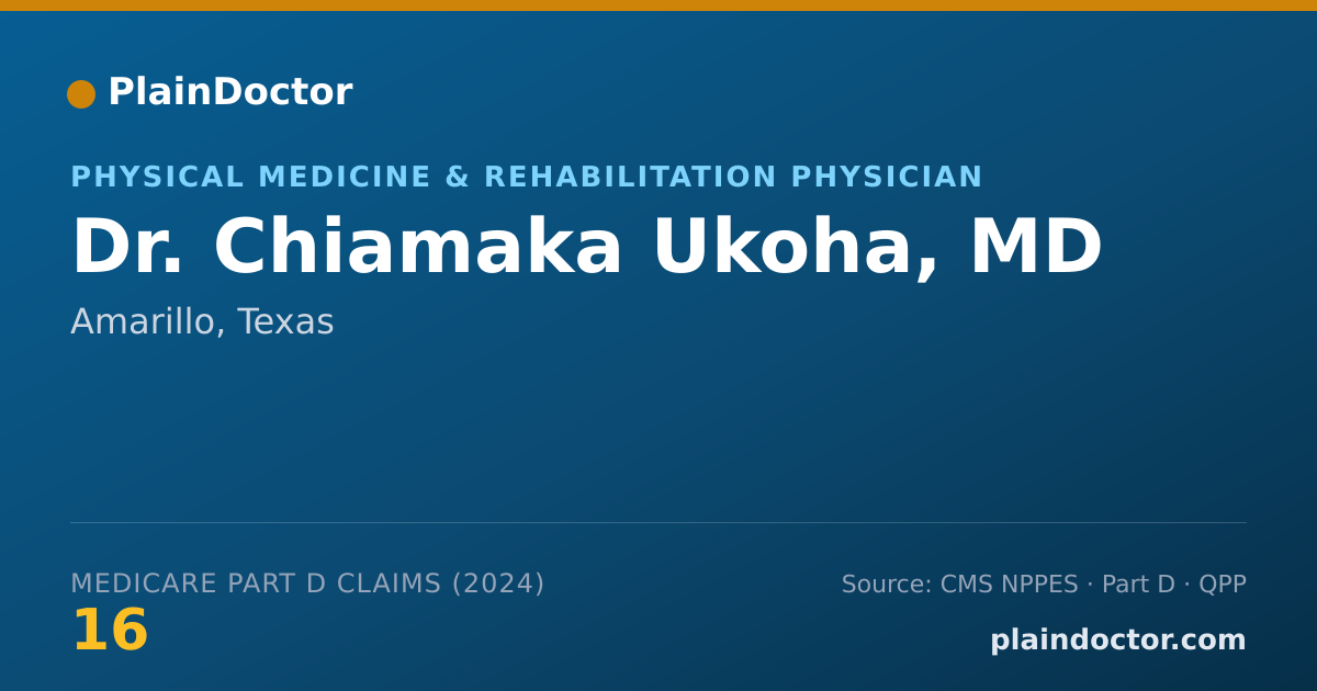 Shareable card for Chiamaka Ukoha, MD - Physical Medicine & Rehabilitation Physician, Amarillo, TX