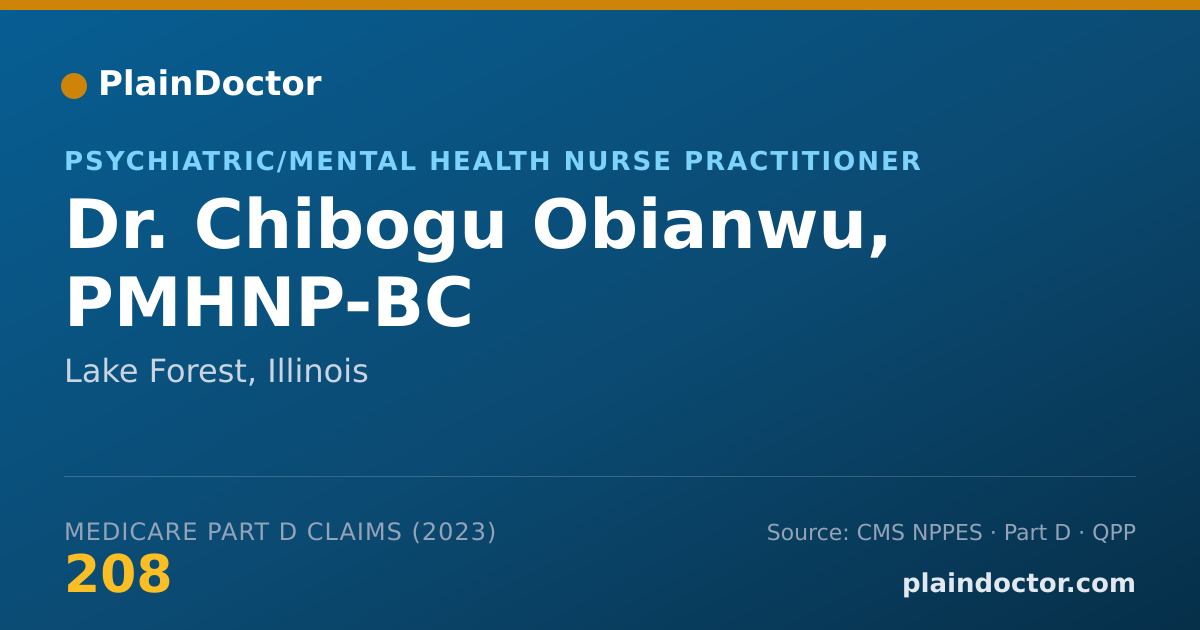 Shareable card for Chibogu Obianwu, PMHNP-BC - Psychiatric/Mental Health Nurse Practitioner, Lake Forest, IL