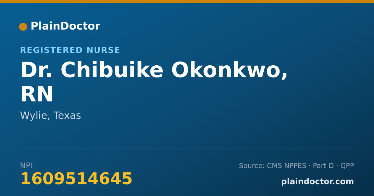 Shareable card for Chibuike Okonkwo, RN - Registered Nurse, Wylie, TX