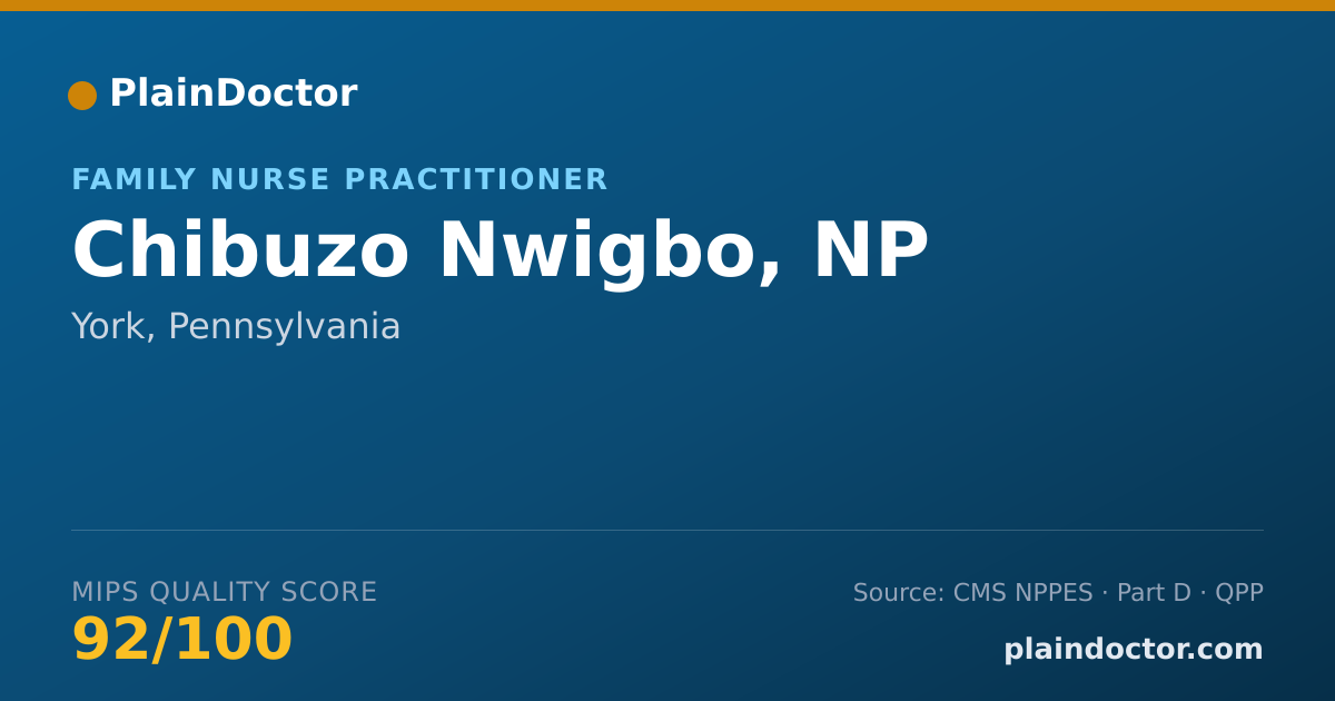 Shareable card for Chibuzo Nwigbo, NP - Family Nurse Practitioner, York, PA