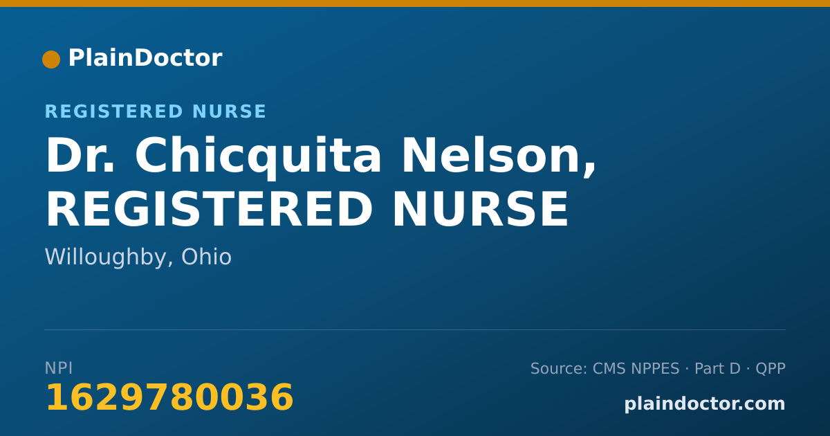 Shareable card for Chicquita Nelson, REGISTERED NURSE - Registered Nurse, Willoughby, OH