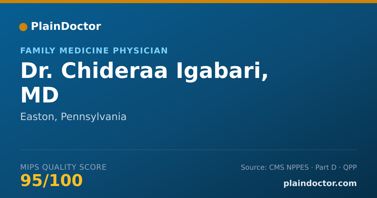 Shareable card for Chideraa Igabari, MD - Family Medicine Physician, Easton, PA