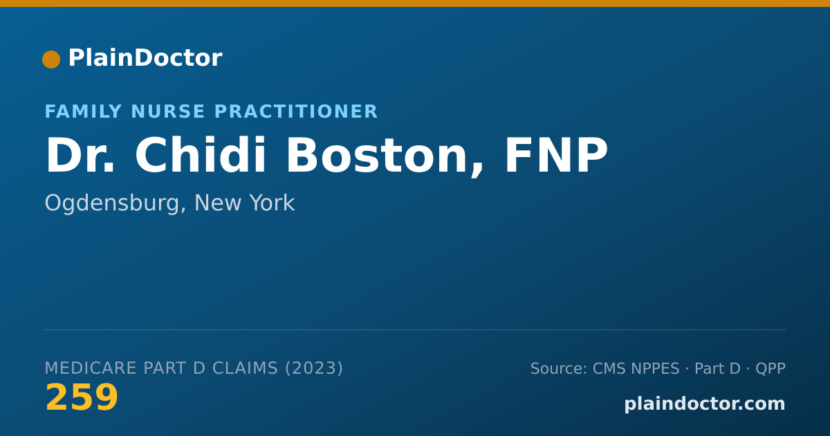 Shareable card for Chidi Boston, FNP - Family Nurse Practitioner, Ogdensburg, NY