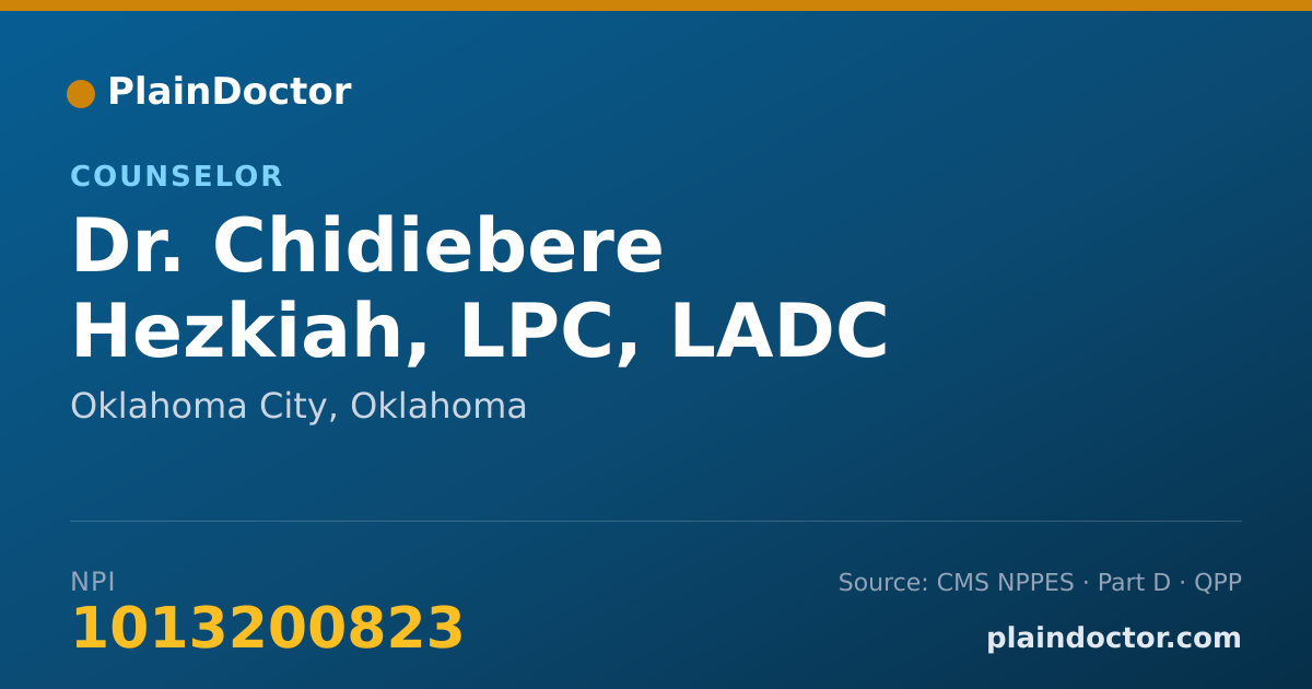 Shareable card for Chidiebere Hezkiah, LPC, LADC - Counselor, Oklahoma City, OK