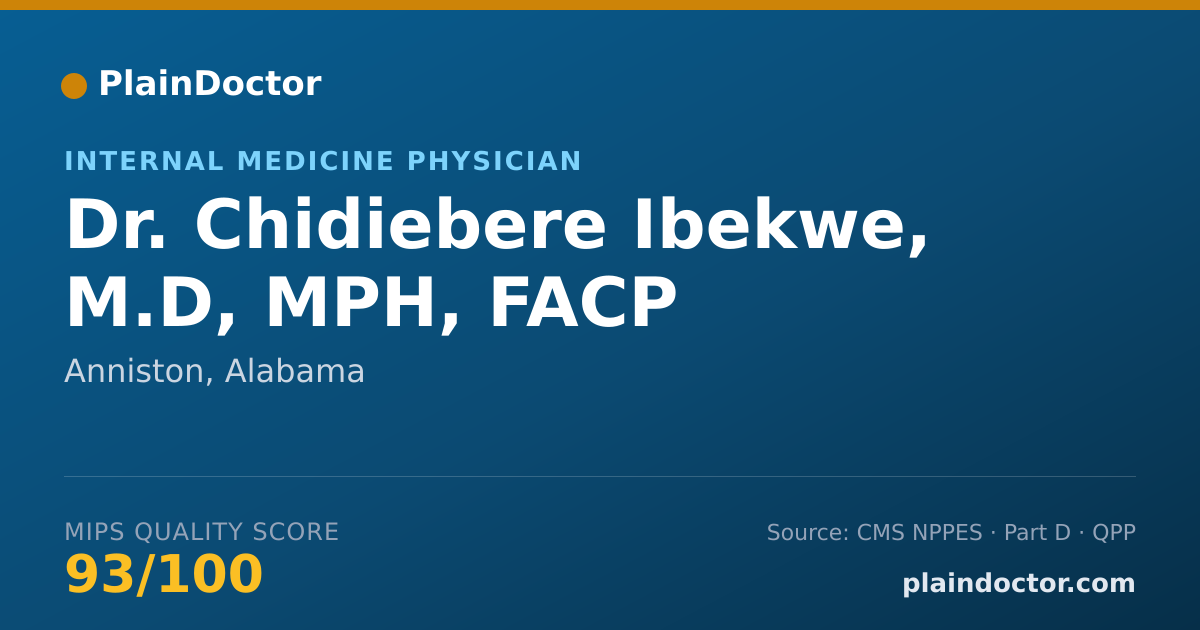 Shareable card for Chidiebere Ibekwe, M.D, MPH, FACP - Internal Medicine Physician, Anniston, AL