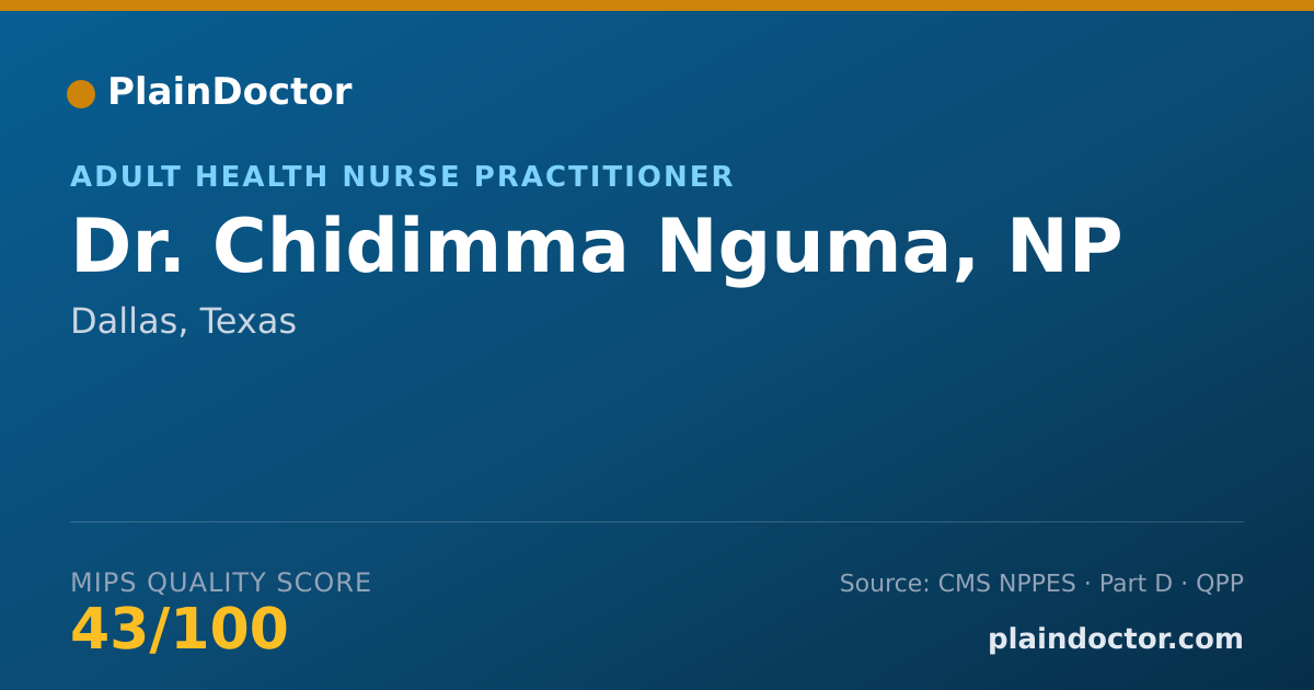 Shareable card for Chidimma Nguma, NP - Adult Health Nurse Practitioner, Dallas, TX