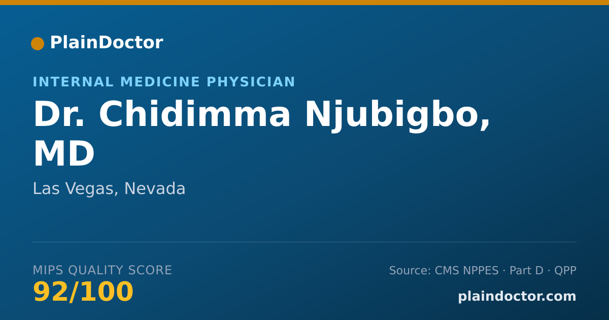 Shareable card for Chidimma Njubigbo, MD - Internal Medicine Physician, Las Vegas, NV
