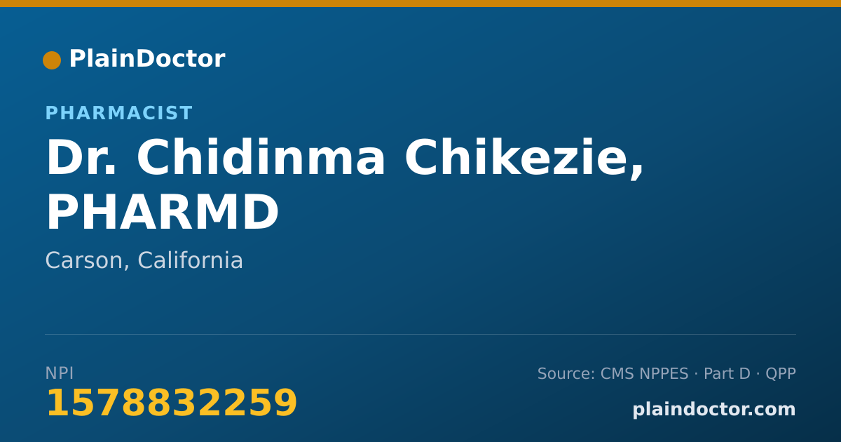 Shareable card for Chidinma Chikezie, PHARMD - Pharmacist, Carson, CA