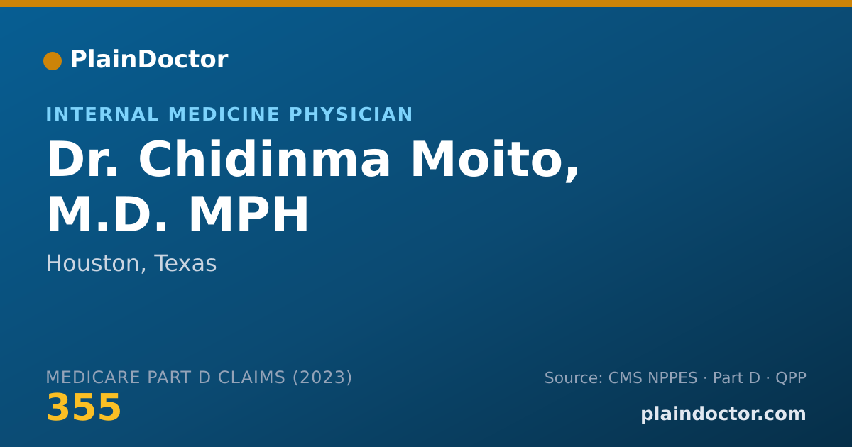 Shareable card for Chidinma Moito, M.D.  MPH - Internal Medicine Physician, Houston, TX