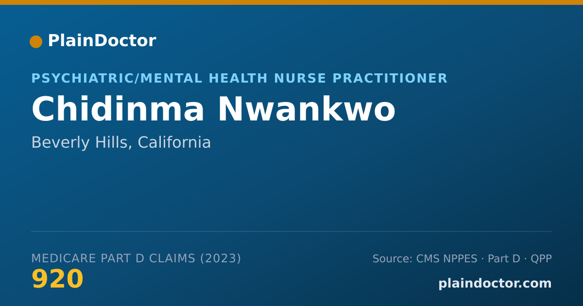 Shareable card for Chidinma Nwankwo - Psychiatric/Mental Health Nurse Practitioner, Beverly Hills, CA