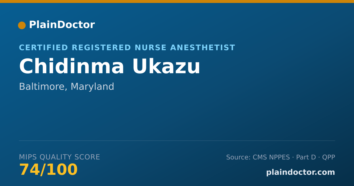 Shareable card for Chidinma Ukazu - Certified Registered Nurse Anesthetist, Baltimore, MD