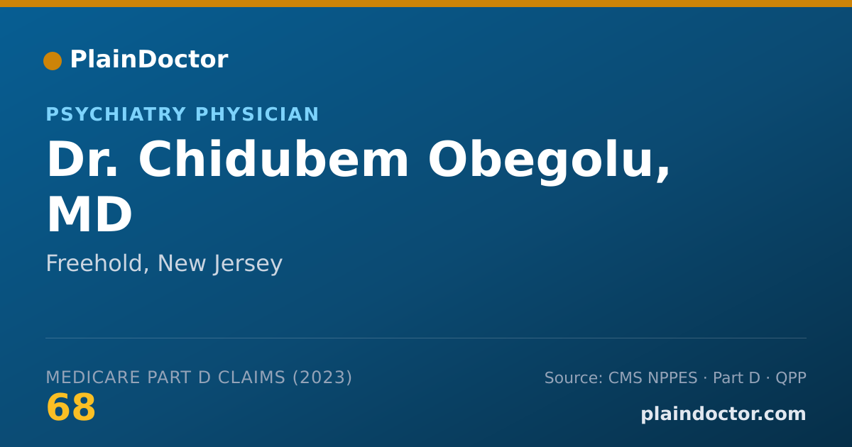 Shareable card for Chidubem Obegolu, MD - Psychiatry Physician, Freehold, NJ