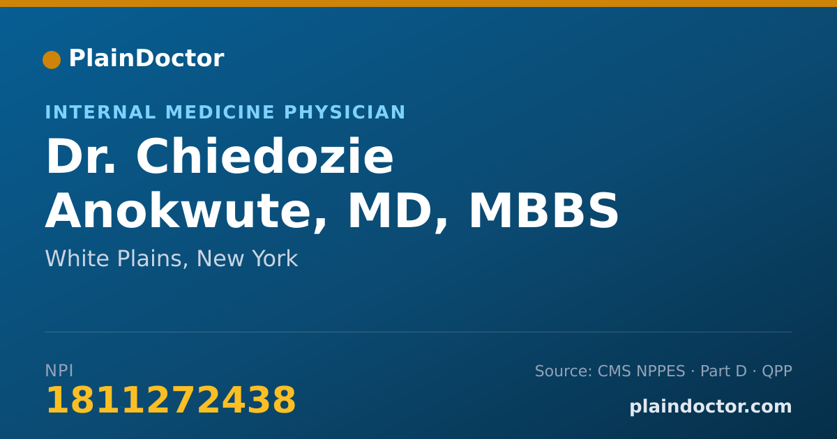 Shareable card for Chiedozie Anokwute, MD, MBBS - Internal Medicine Physician, White Plains, NY