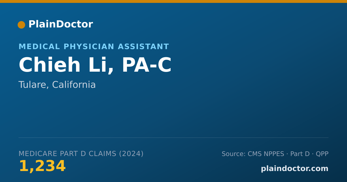 Shareable card for Chieh Li, PA-C - Student in an Organized Health Care Education/Training Program, Tulare, CA
