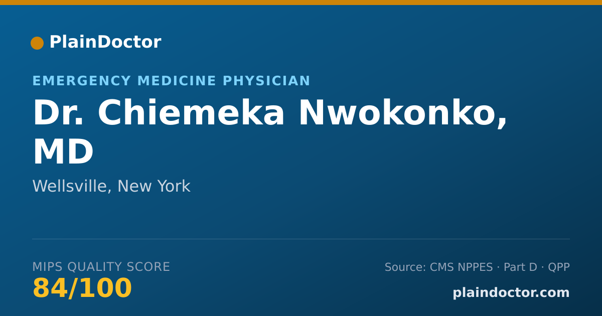 Shareable card for Chiemeka Nwokonko, MD - Emergency Medicine Physician, Wellsville, NY