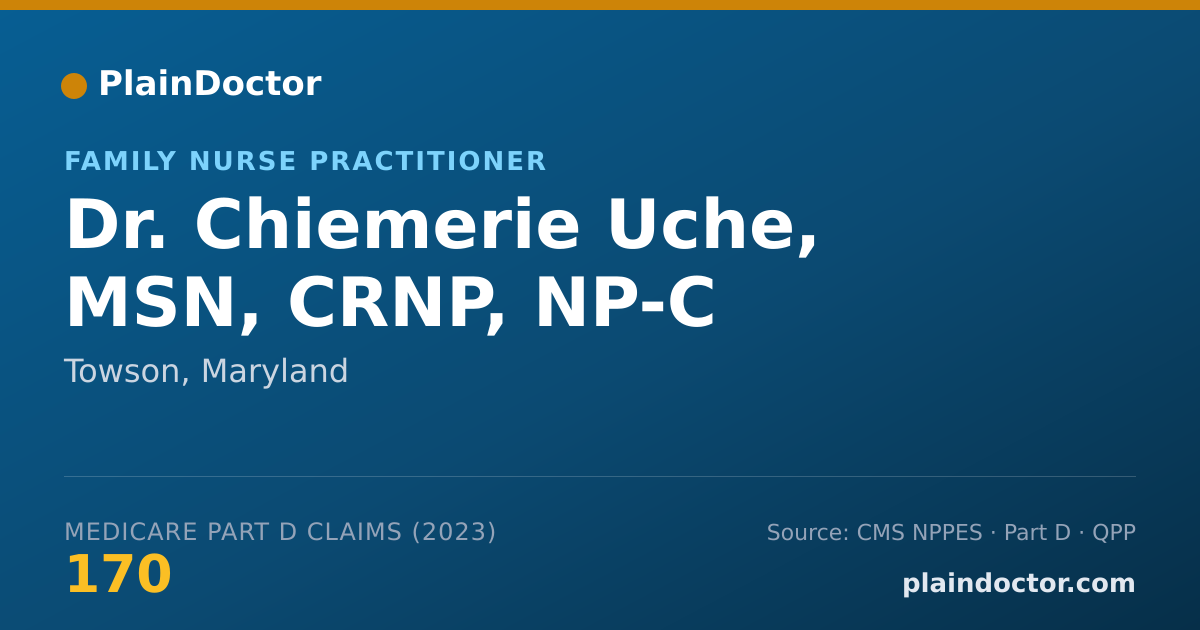 Shareable card for Chiemerie Uche, MSN, CRNP, NP-C - Family Nurse Practitioner, Towson, MD