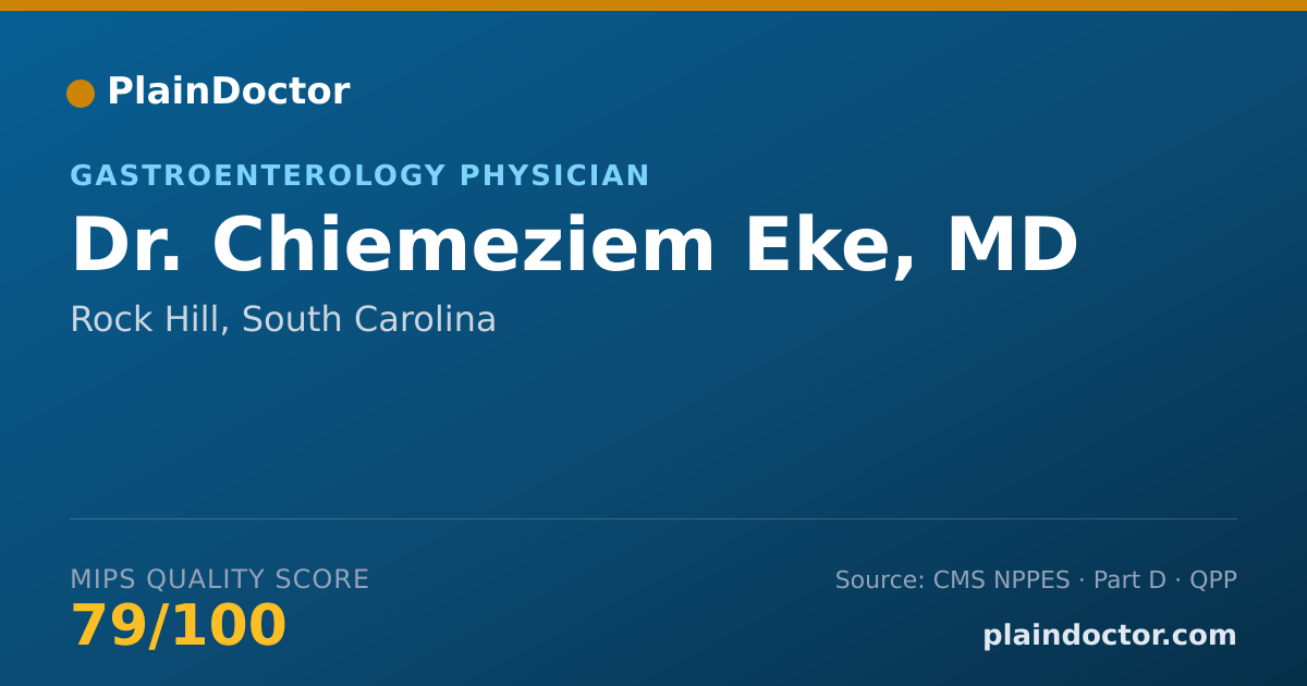 Shareable card for Chiemeziem Eke, MD - Gastroenterology Physician, Rock Hill, SC