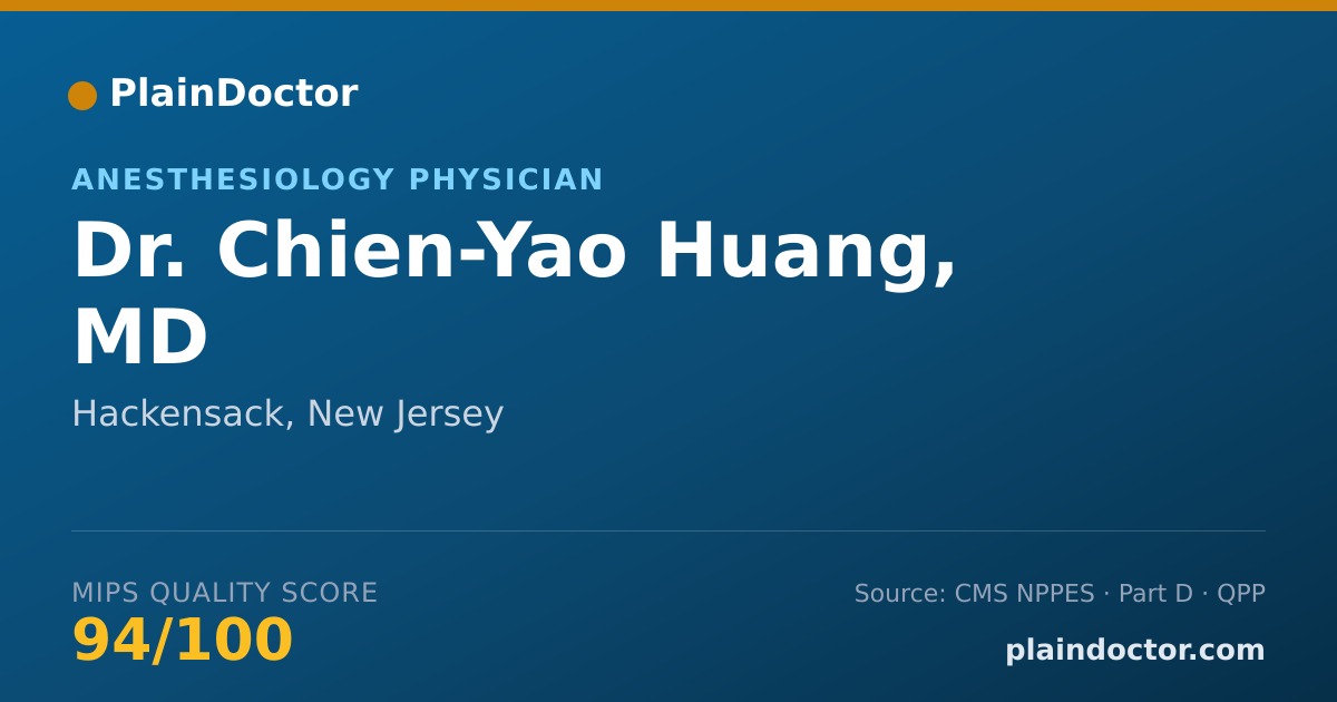 Shareable card for Chien-Yao Huang, MD - Anesthesiology Physician, Hackensack, NJ