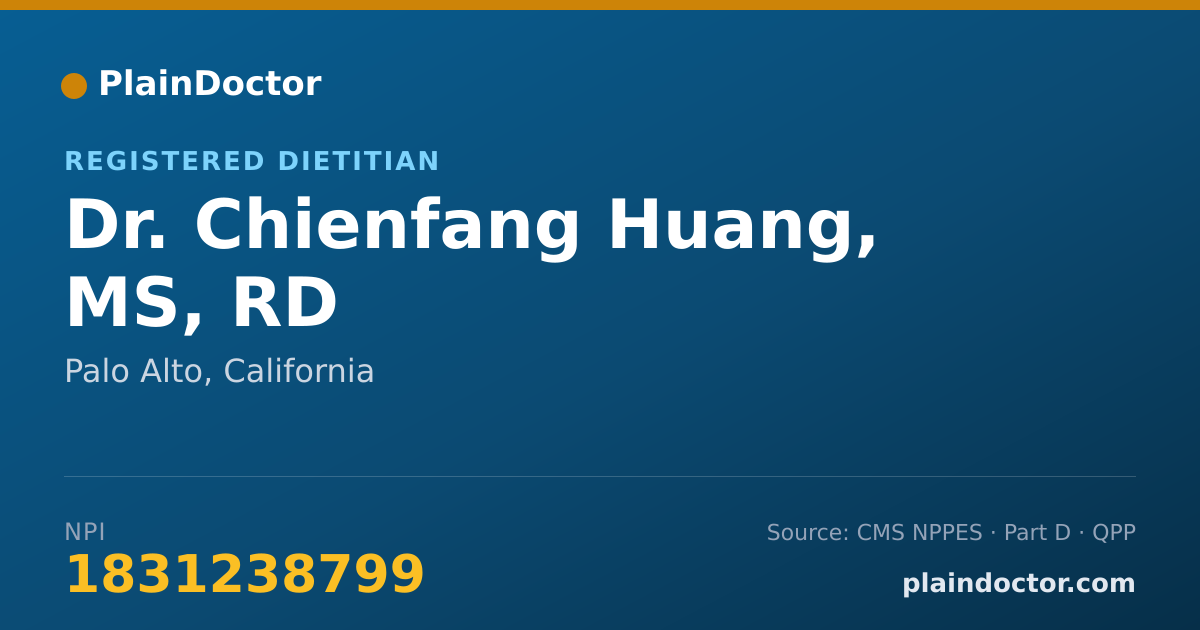 Shareable card for Chienfang Huang, MS, RD - Registered Dietitian, Palo Alto, CA