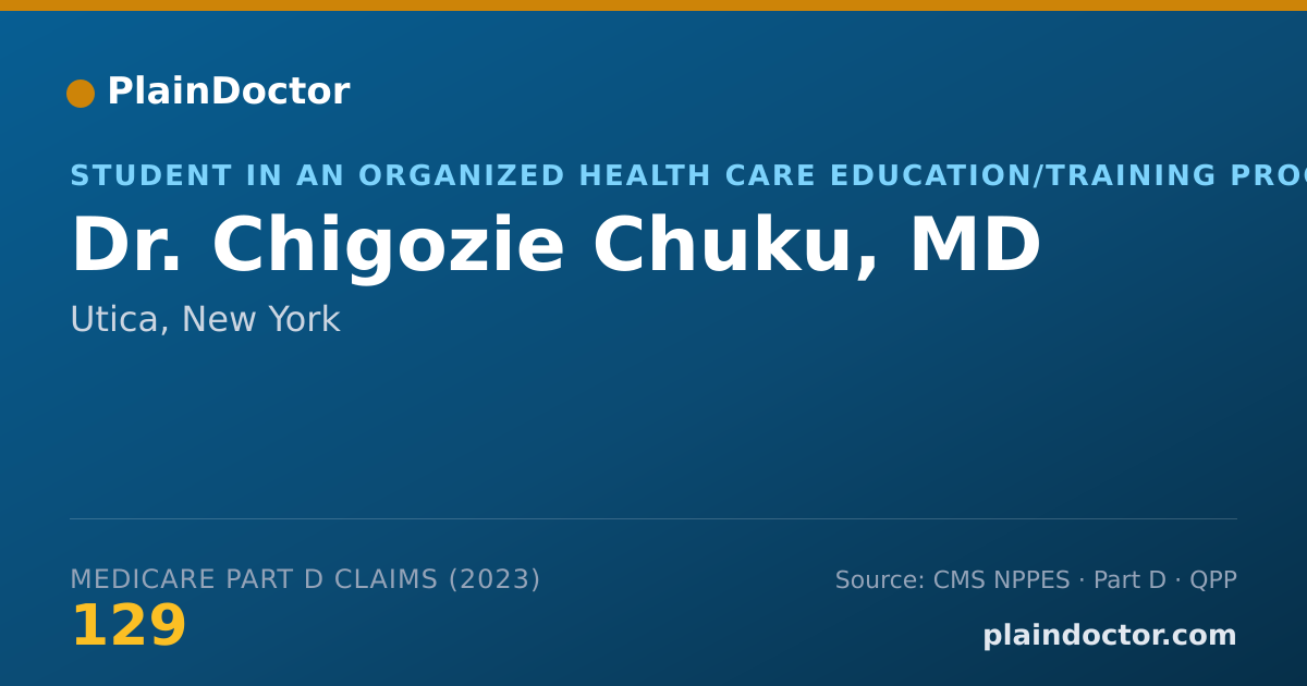 Shareable card for Chigozie Chuku, MD - Student in an Organized Health Care Education/Training Program, Utica, NY